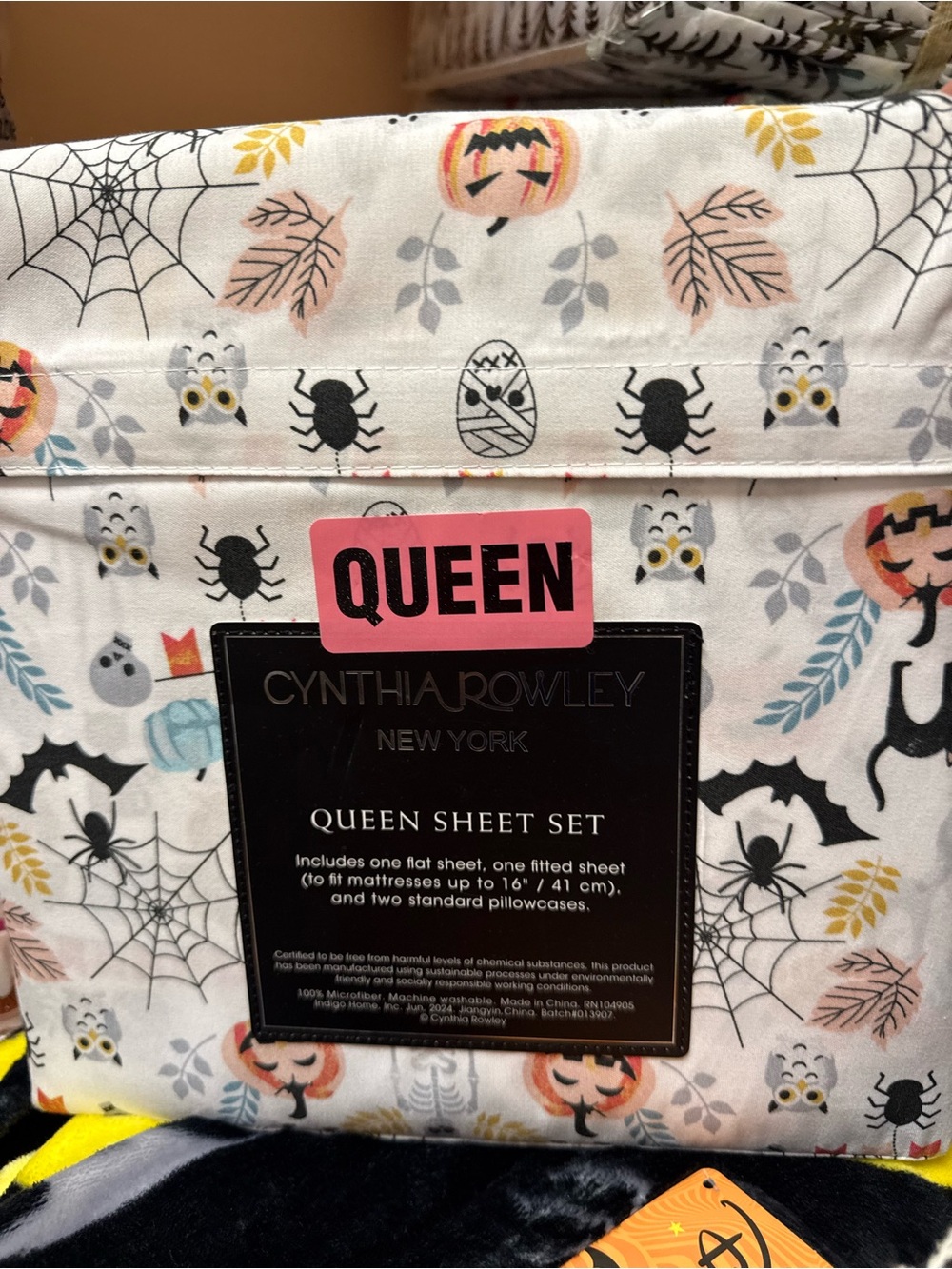 Cynthia Rowley Queen Sheet Set - Halloween Print White